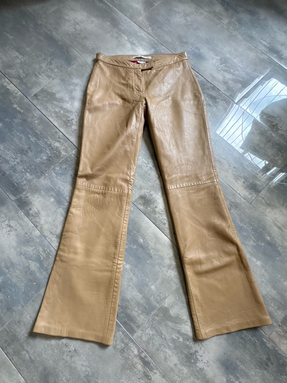 Vintage Tommy Hilfiger Leather Flare Pants Brown Size 6